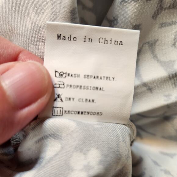 ZOLUCKY Black White Floral SS V Neck Neutral Classic Maxi Dress Cottage Women 2X - Picture 7 of 12